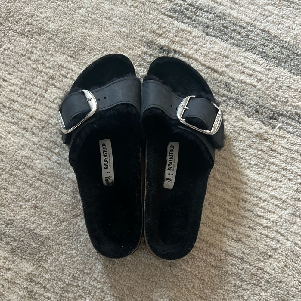 Madrid Big Buckle Shearling Birkenstocks